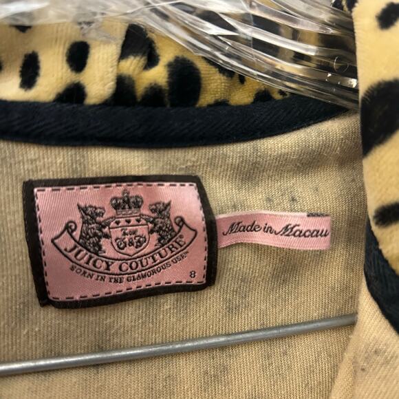 Y2K Juicy Couture Cheetah Print Velour Full Zip Sweater Youth Girls Size 8 - Picture 2 of 8